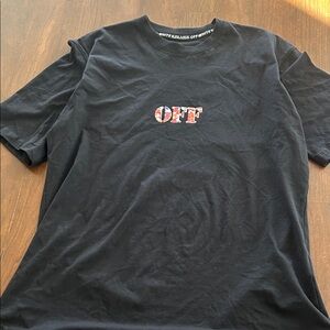 Off-White Black Short Sleeve Tee with Red Logo